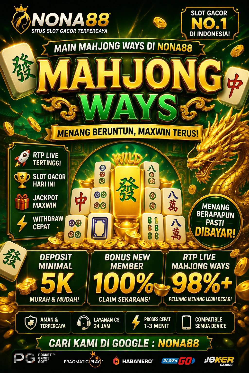 NONA88 Login (Mahjong Ways) Link Daftar Situs Slot Mahjong Ways Gacor Gampang Menang